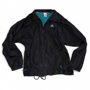 Black 90s Adidas windbreaker jacket